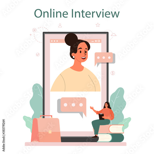 Job interview online service or platform. Idea of employment