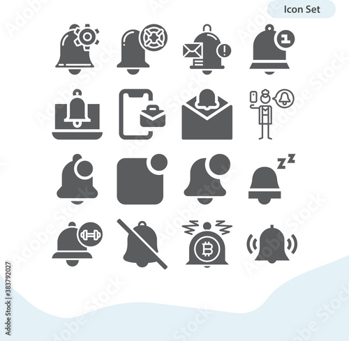 Simple set of notified related filled icons.