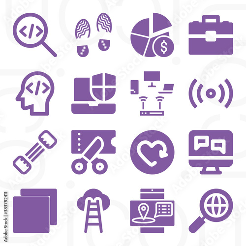 16 pack of examination  filled web icons set