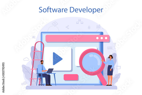 Software developer concept. Idea of programming and coding