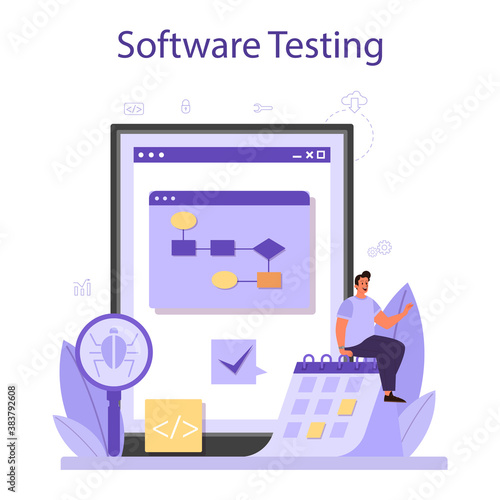 Testing software online service or platform. Application or website