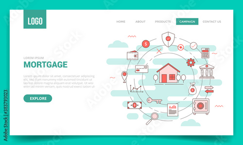 mortgage home housing industry concept with circle icon for website template or landing page banner homepage