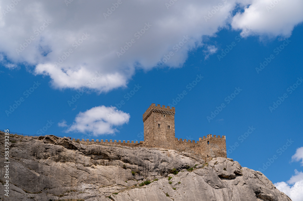ruins of fortress, old castle in the clouds