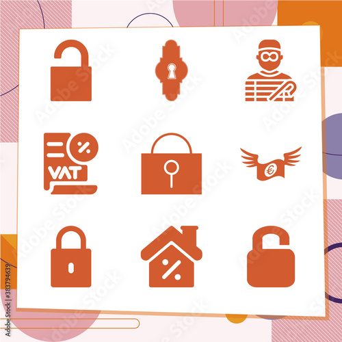 Simple set of 9 icons related to debt