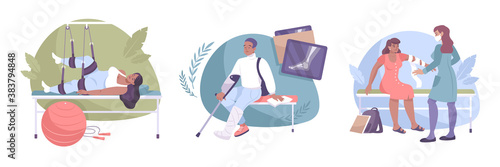 Fracture Composition Flat Icon Set