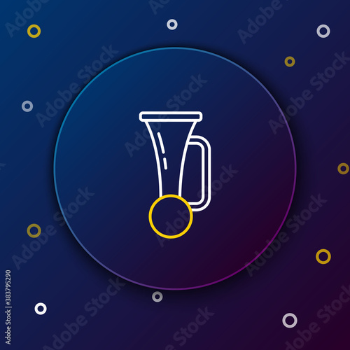 Line Signal horn on vehicle icon isolated on blue background. Colorful outline concept. Vector.