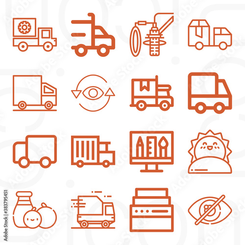 16 pack of visible  lineal web icons set