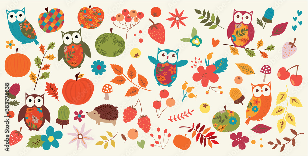 autumn fall characters and foliage autumn fall characters and foliage