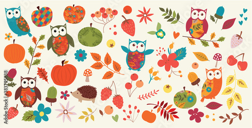 autumn fall characters and foliage