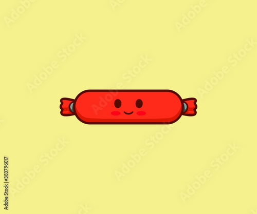 Cute sausage cartoon character design vector illustration photo