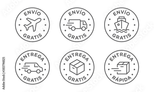 Conjunto de iconos de vector de envío, entrega gratis