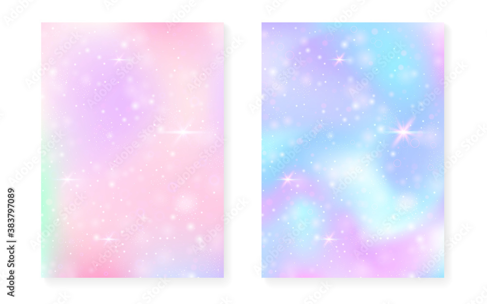 Unicorn background with kawaii magic gradient. Princess rainbow hologram. Unicorn background with kawaii magic gradient. Princess rainbow hologram.