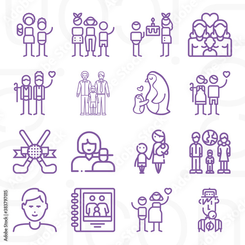 16 pack of infancy  lineal web icons set