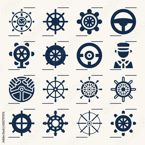 Simple set of terrestrial guidance related filled icons.