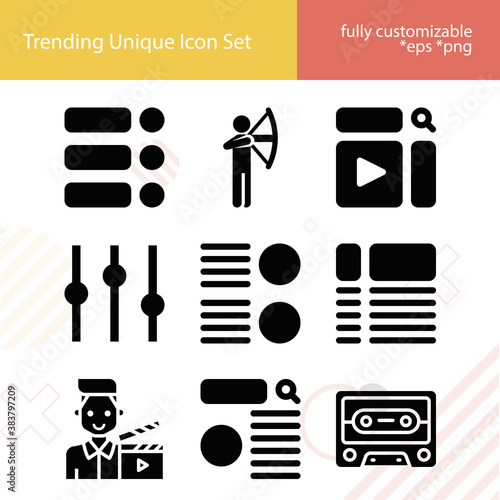 Simple set of practicing related filled icons.