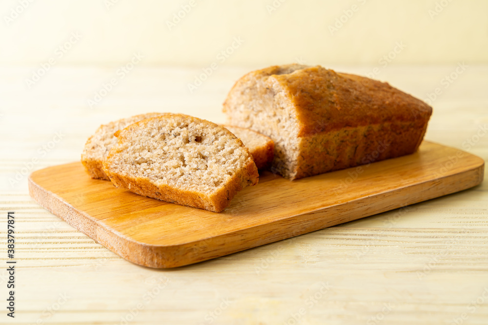 Homemade banana bread sliced Homemade banana bread sliced