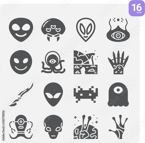 Simple set of au pair related filled icons.