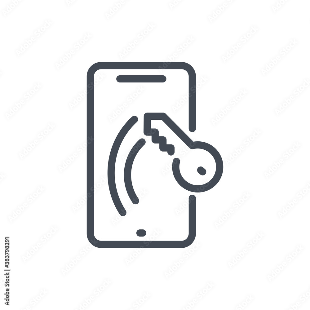 Mobile phone with scratch on the screen line icon. vector outline sign. Mobile phone with scratch on the screen line icon. vector outline sign.