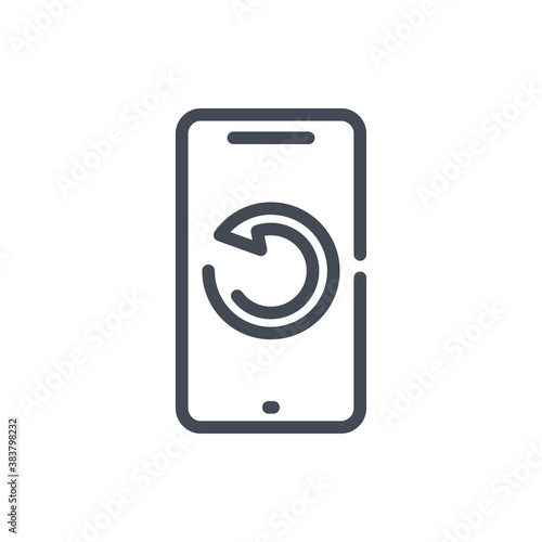 Mobile phone recovery line icon. Smartphone backup service vector outline sign.