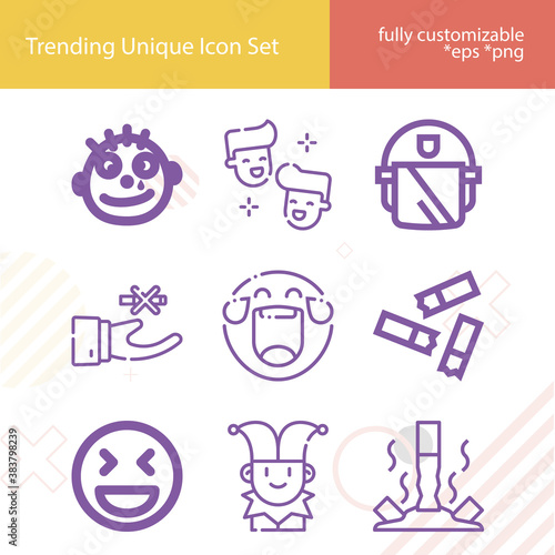 Simple set of joke related lineal icons.