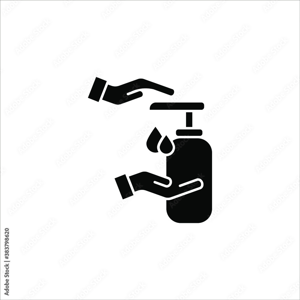 Washing hand with sanitizer liquid soap vector line icon. eps 10 Washing hand with sanitizer liquid soap vector line icon. eps 10