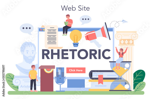 Rhetoric class online service or platform. Voice training and speech