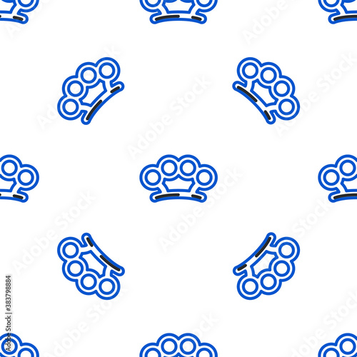 Line Brass knuckles icon isolated seamless pattern on white background. Colorful outline concept. Vector.