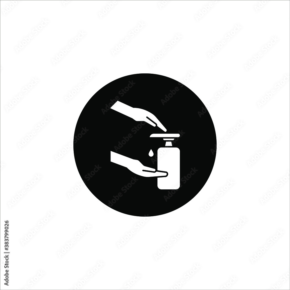 Washing hand with sanitizer liquid soap vector line icon. eps 10 Washing hand with sanitizer liquid soap vector line icon. eps 10