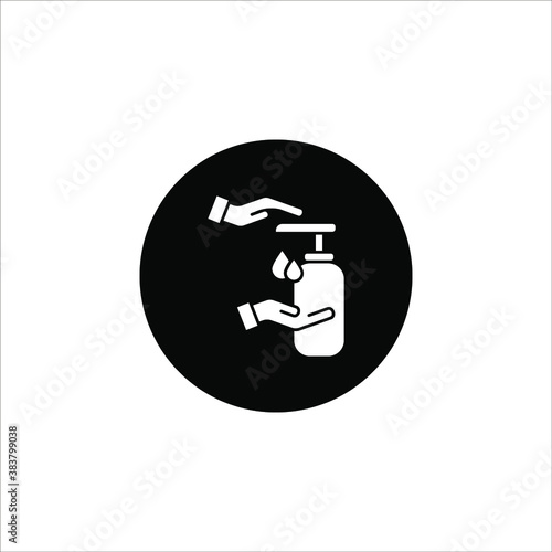 Washing hand with sanitizer liquid soap vector line icon. eps 10