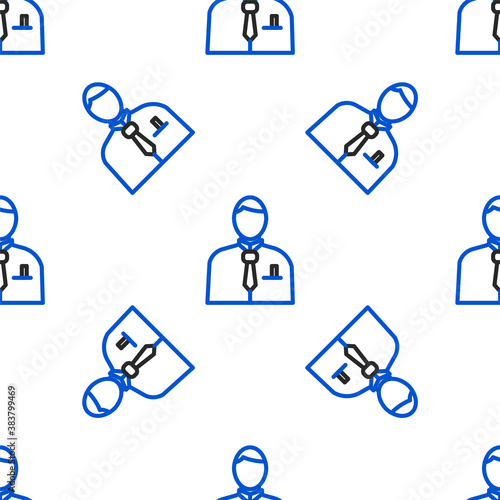 Line Businessman or stock market trader icon isolated seamless pattern on white background. Colorful outline concept. Vector.