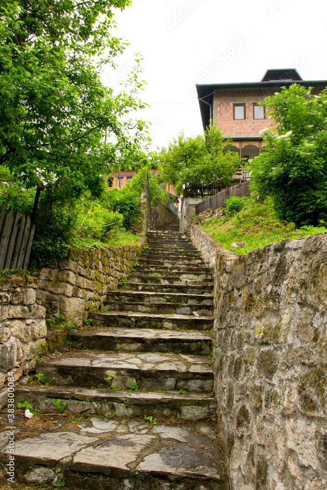 Old town and ancient stone fortress in muslim town Jajce, Bosnia and Herzegovina Old town and ancient stone fortress in muslim town Jajce, Bosnia and Herzegovina