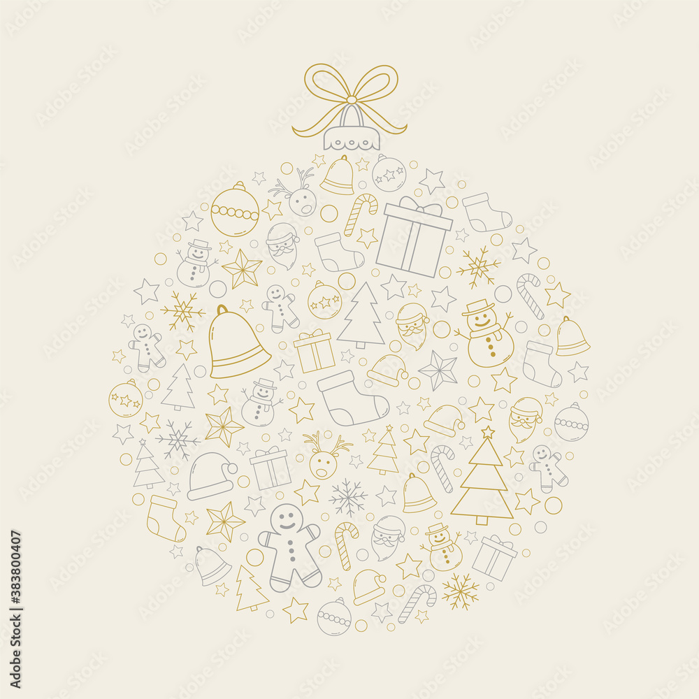 Christmas ball. Xmas ornament with festive elements. Vector Christmas ball. Xmas ornament with festive elements. Vector