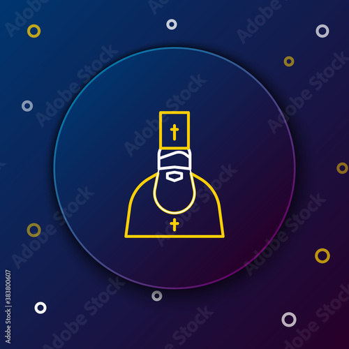 Line Priest icon isolated on blue background. Colorful outline concept. Vector.
