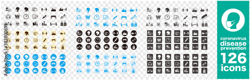 hand washing, disinfection, gargle, mask /disease prevention Icon set