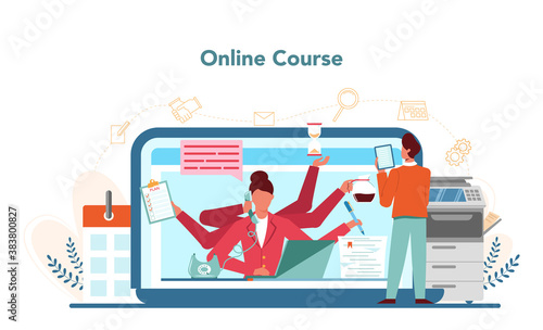 Secretary online service or platform. Receptionist answering calls