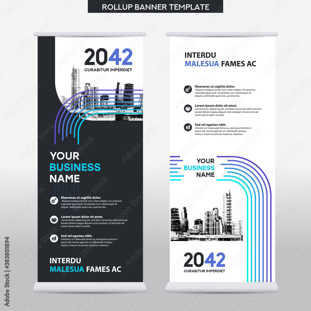 Naklejka premium City Background Business Roll Up Design Template.Flag Banner Design. Can be adapt to Brochure, Annual Report, Magazine,Poster, Corporate Presentation,Flyer, Website
