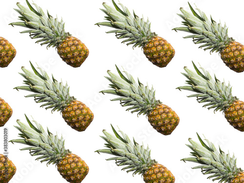 pattern. pineapples on a white background. juicy tropical fruit. minimalistic style