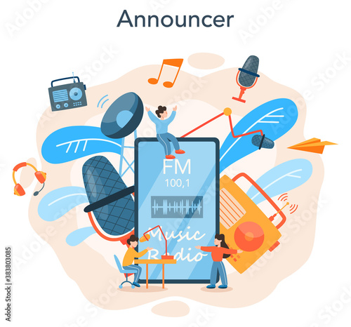 Radio host concept. Idea of news broadcast in the studio.