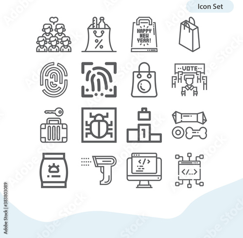 Simple set of tag related lineal icons.