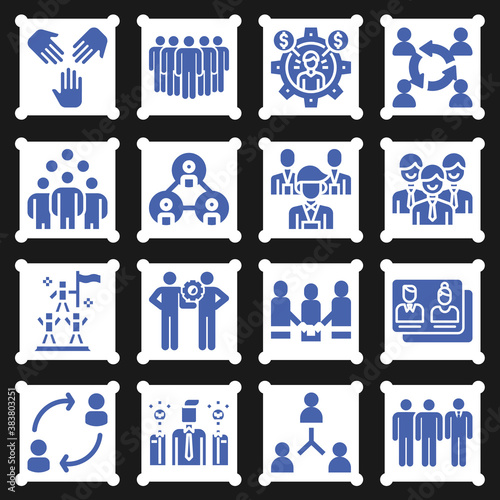 16 pack of teamwork filled web icons set