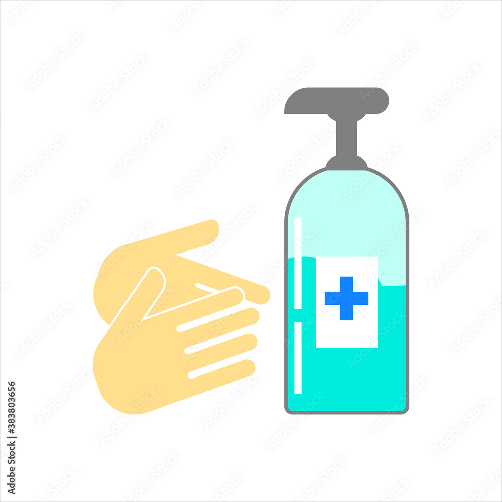 Washing hand with sanitizer liquid soap vector line icon. eps 10 Washing hand with sanitizer liquid soap vector line icon. eps 10