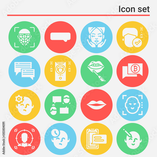 16 pack of chin  filled web icons set