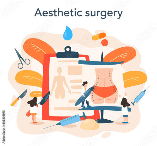 Plastic surgeon concept. Idea of body correction. Implant and liposuction