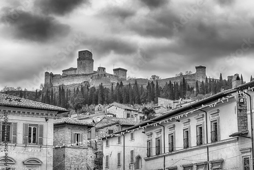 View of Rocca Maggiore, medieval fortress in Assisi, Italy
