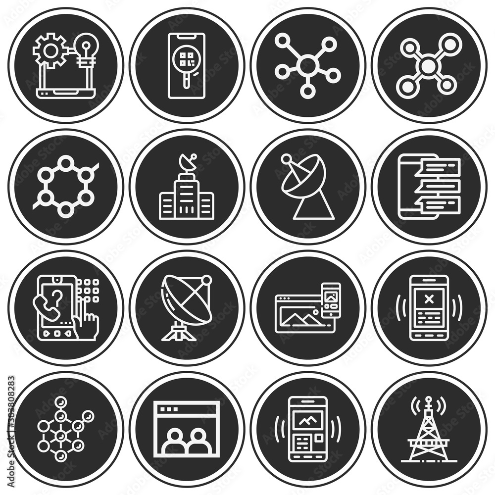 16 pack of cellular  lineal web icons set