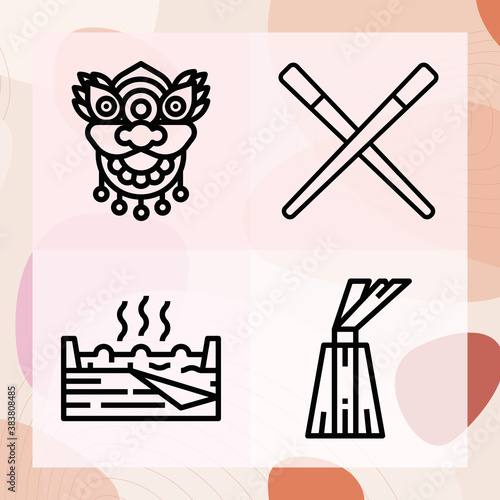 Simple set of asiatic related lineal icons