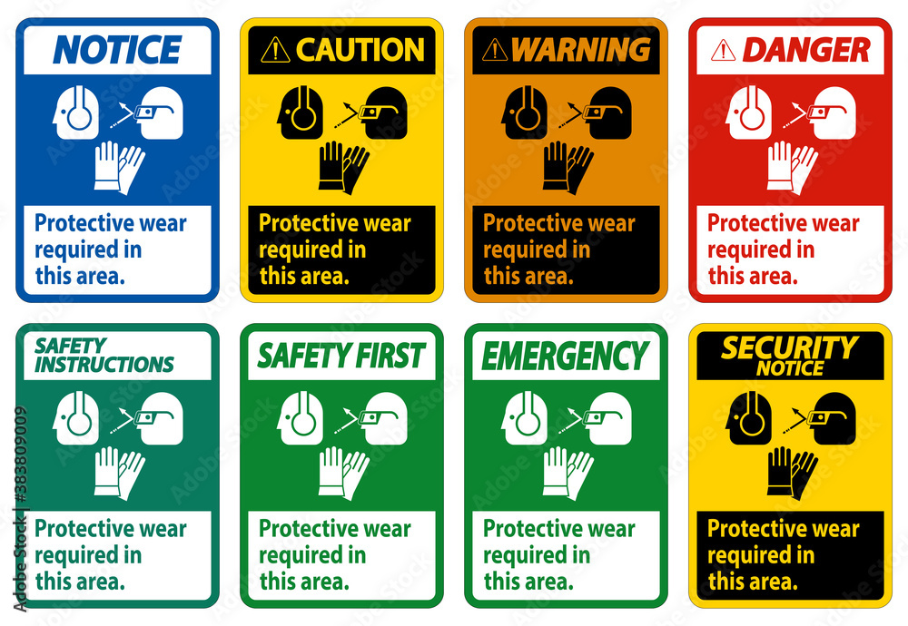 Fototapeta premium Wear Protective Equipment In This Area With PPE Symbols