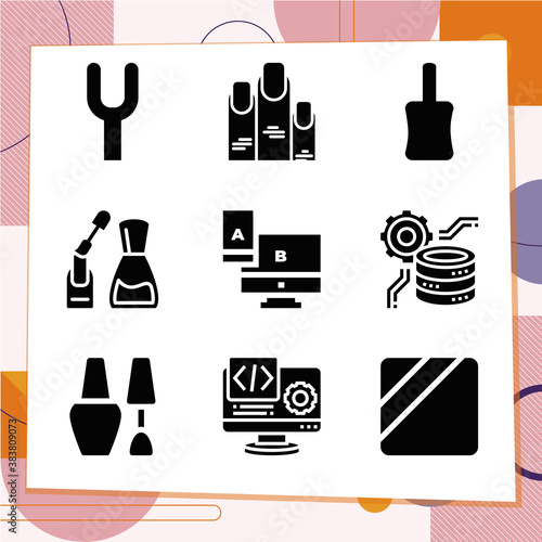 Simple set of 9 icons related to refinement