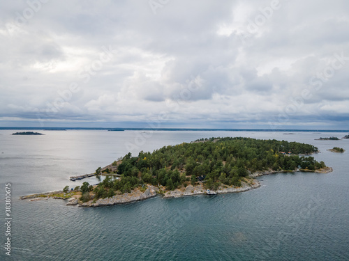 Drone photo of island outside of Stockholm, Sweden