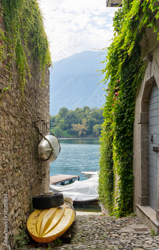 Small path to Lake Como in Italy